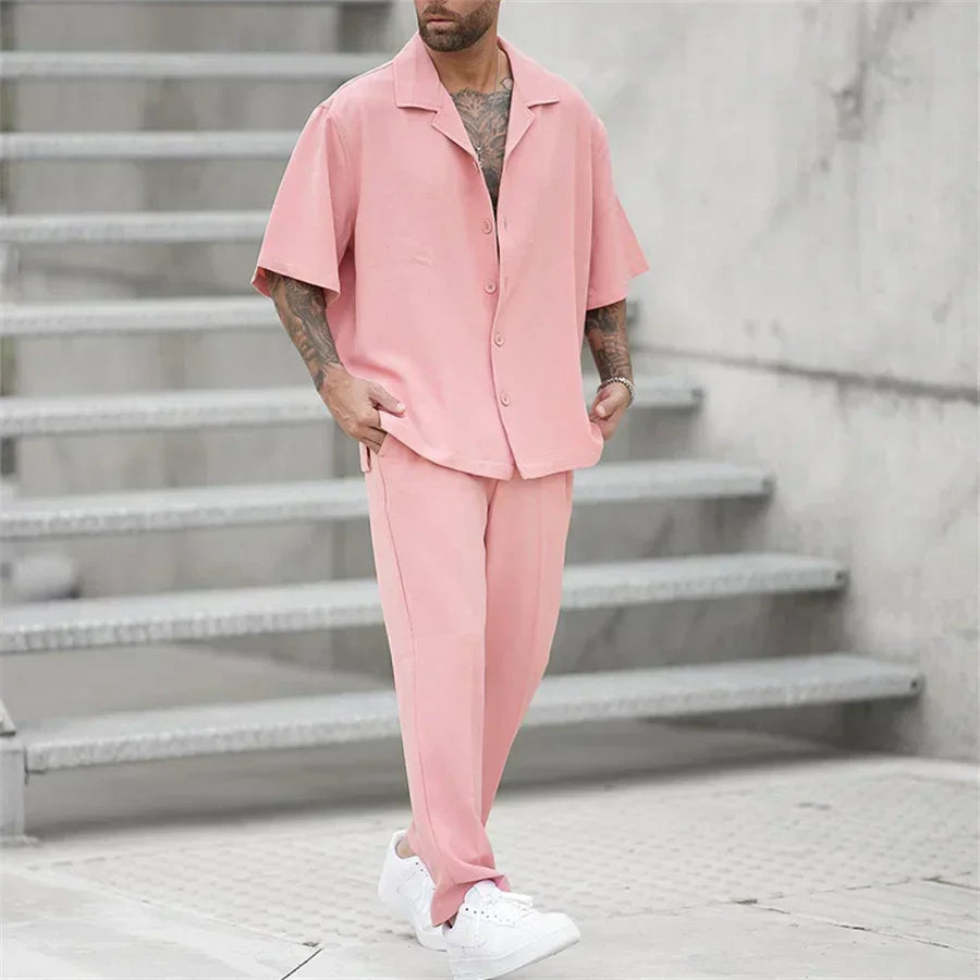 Jaden | Men's Casual Short Sleeve Shirt & Pants Set