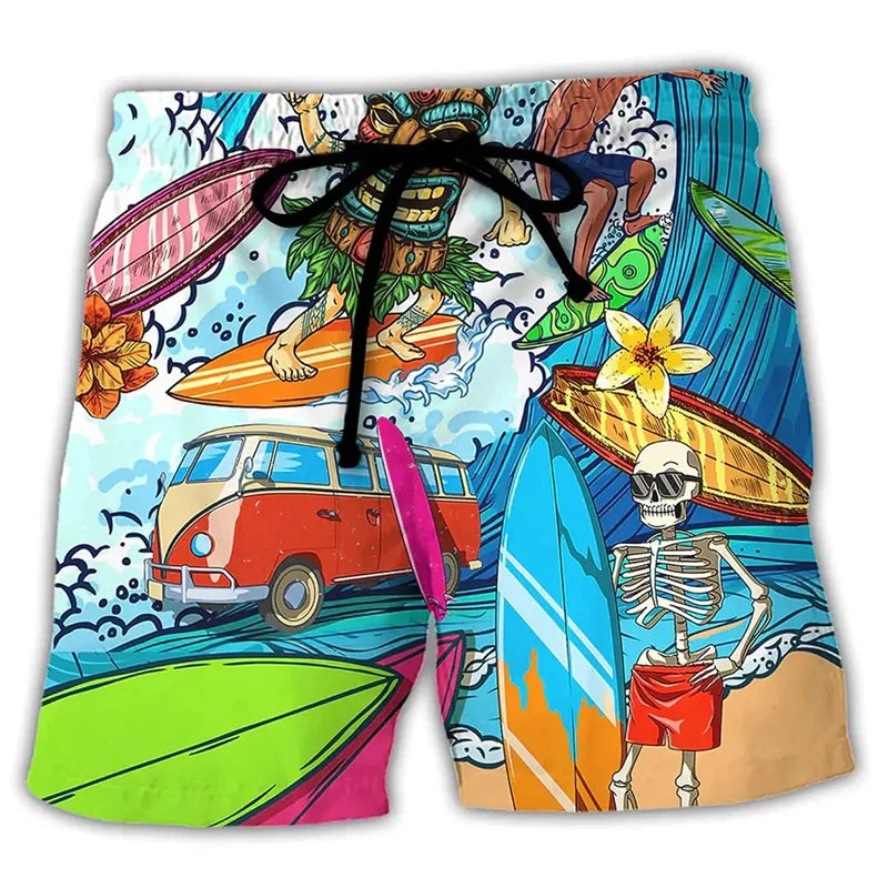 Zeke | Men's 3D Graffiti Print Quick-Dry Board Shorts