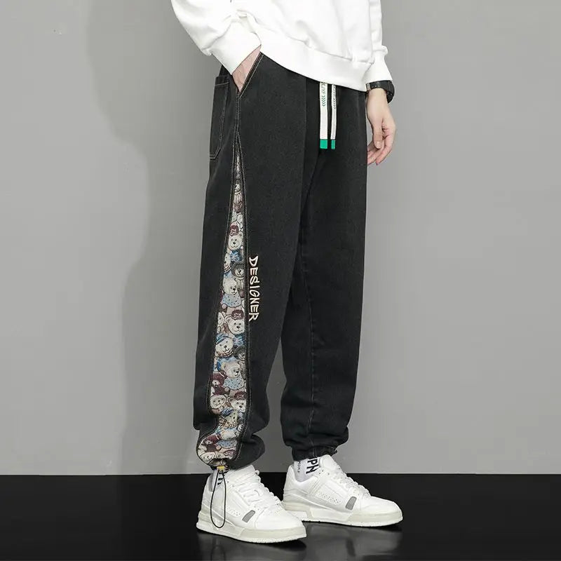Jax | Men's Baggy Denim Jeans with Bear Patch