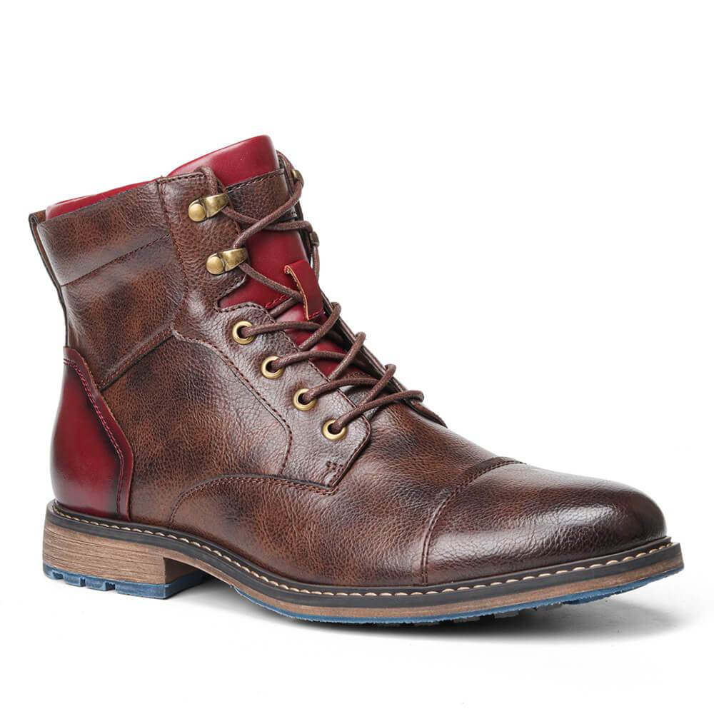 Kendrick | Men's Brown Leather Ankle Boots with Side Zipper