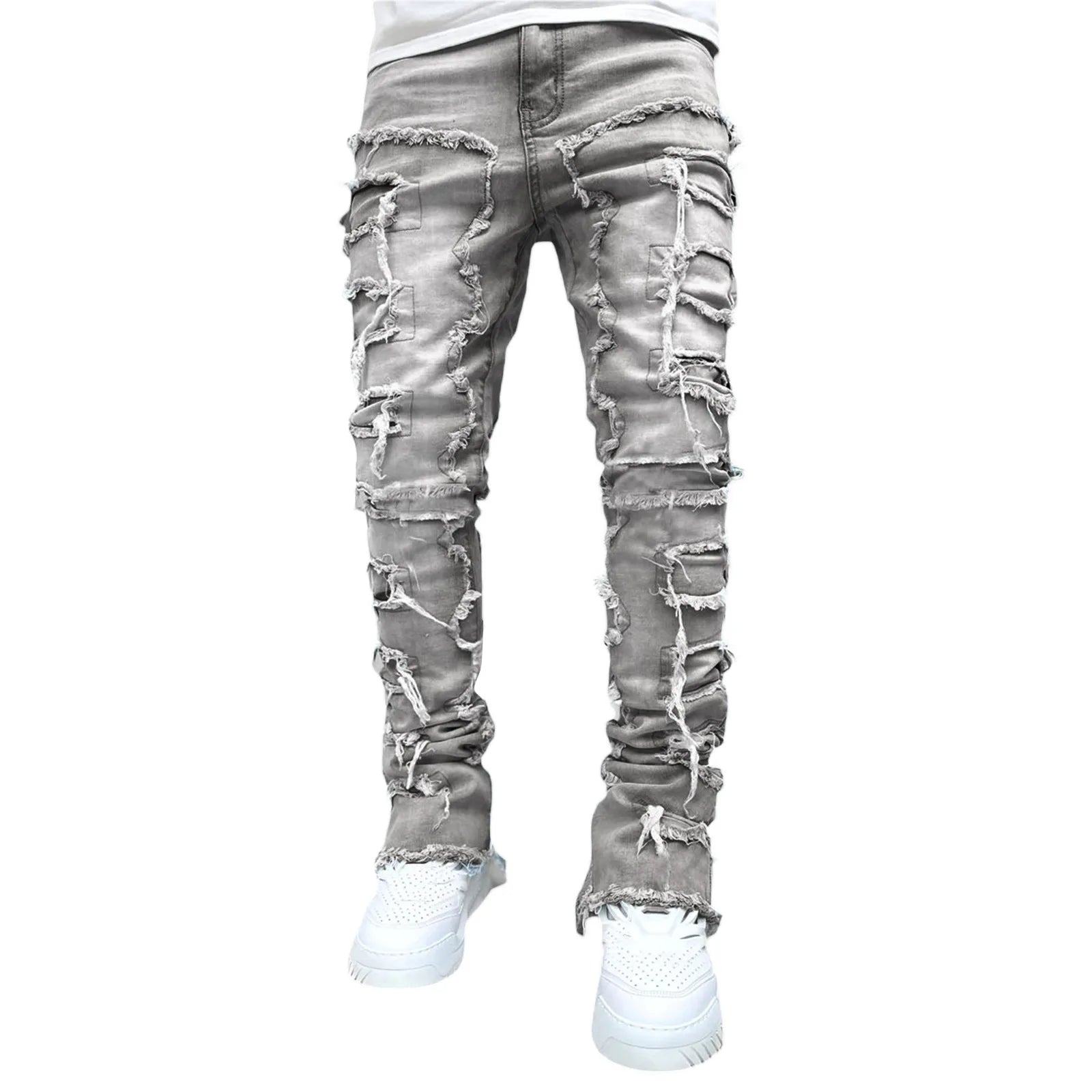 Key | Men's Slim Fit Distressed Ripped Jeans
