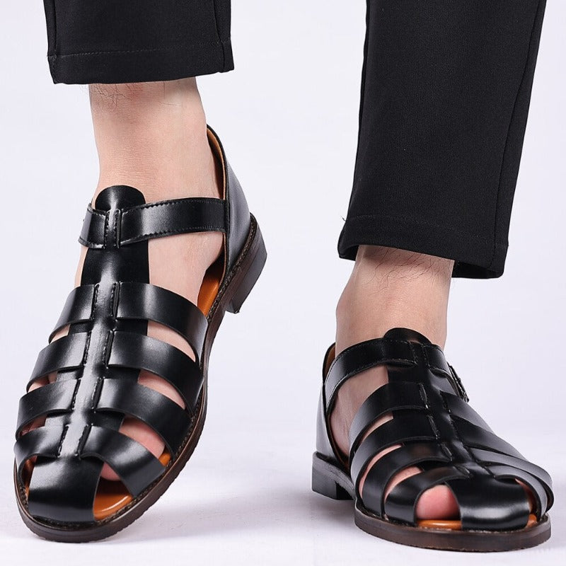 Elias | Men's Vegan Leather Multi-Strap Sandals with Ankle Buckle