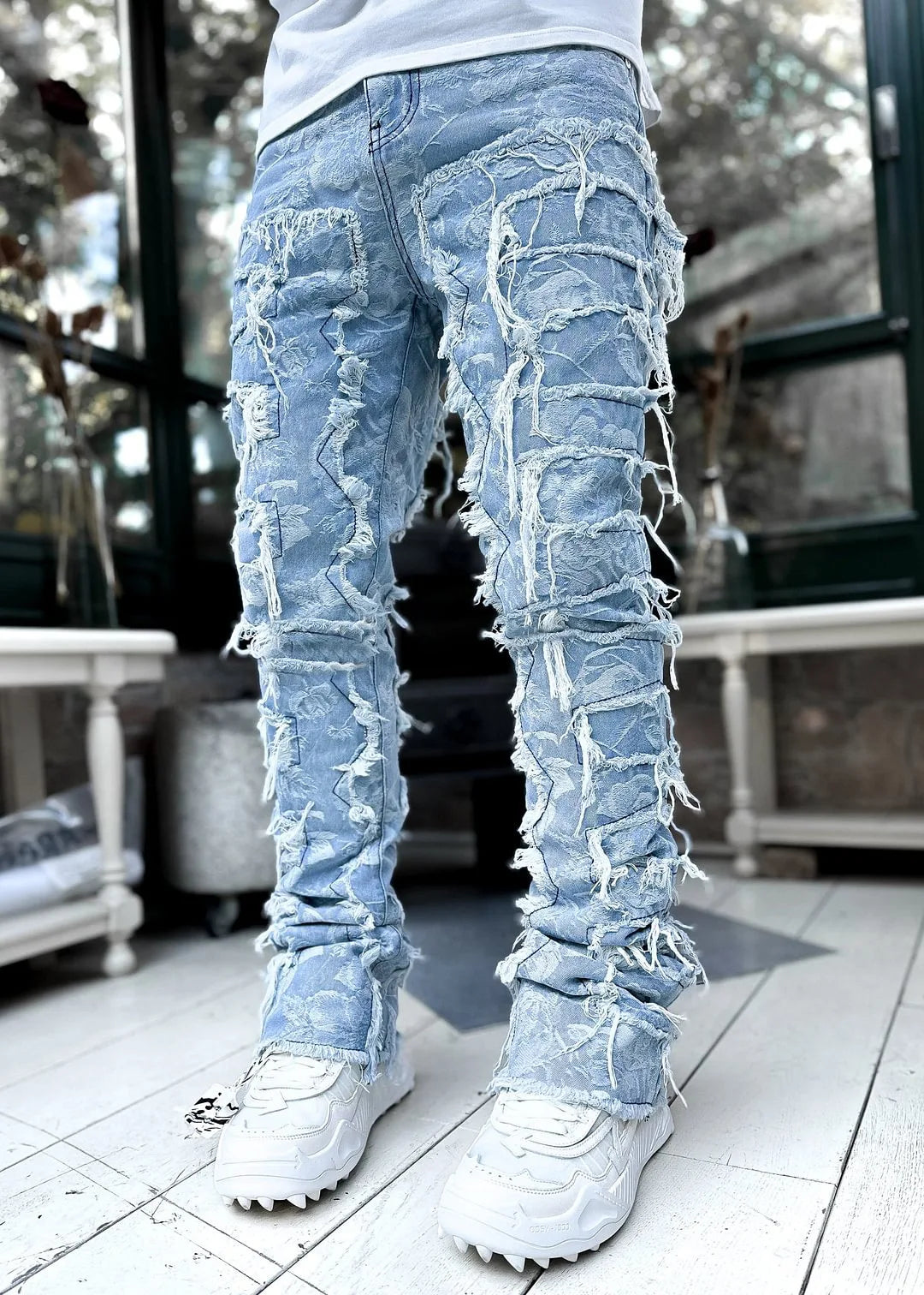 Key | Men's Slim Fit Distressed Ripped Jeans