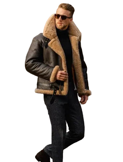 Lincon | Men's Shearling Bomber Jacket with Belt