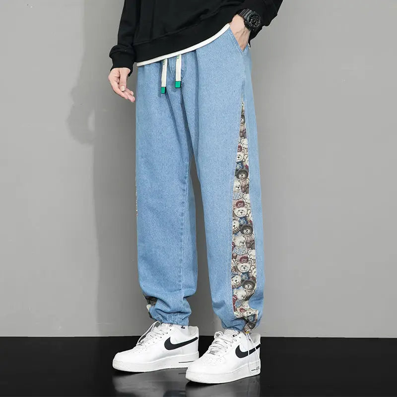 Jax | Men's Baggy Denim Jeans with Bear Patch