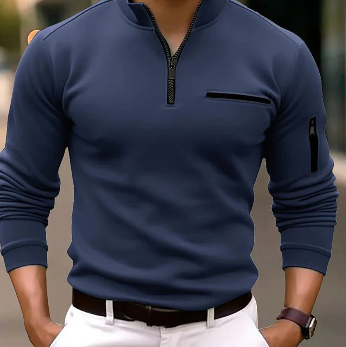 Jeremy | Men's Athletic Quarter-Zip Long Sleeves Sweater