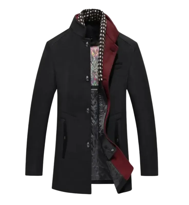 Sawyer | Men's Smart Casual Wool Trench Coat with Stand Collar