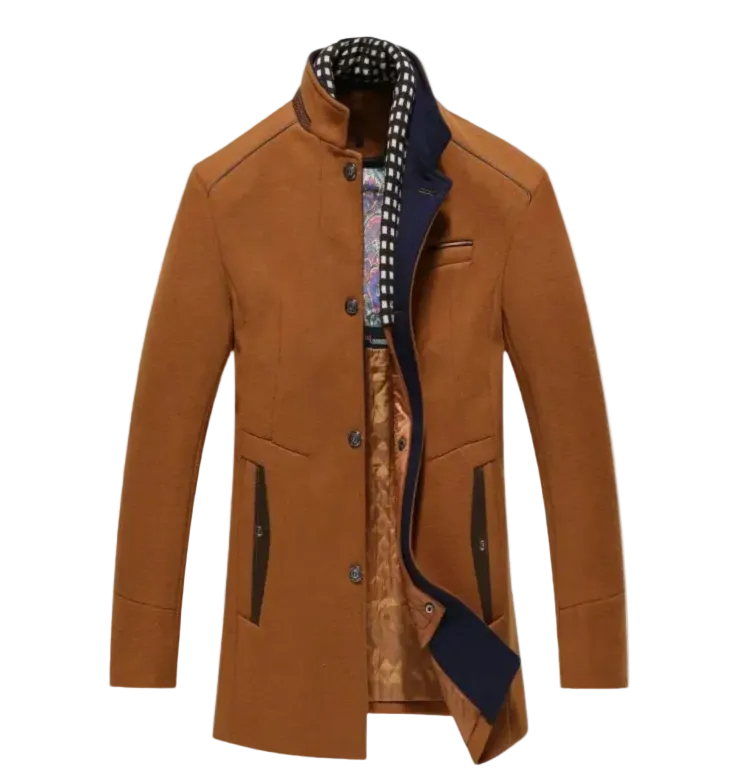 Sawyer | Men's Smart Casual Wool Trench Coat with Stand Collar