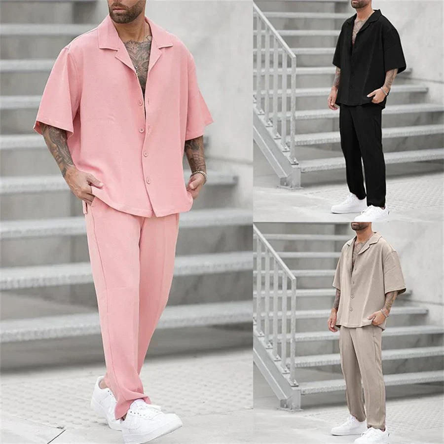 Jaden | Men's Casual Short Sleeve Shirt & Pants Set