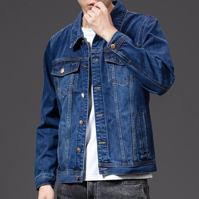 Hank | Men's Boxy Fit Denim Jacket with Copper Button Front