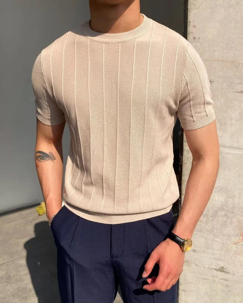 Spencer | Men's Ribbed Knit Short Sleeve Crew Neck T-Shirt