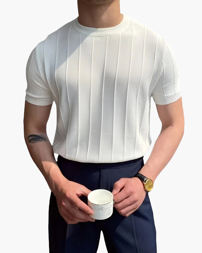 Spencer | Men's Ribbed Knit Short Sleeve Crew Neck T-Shirt