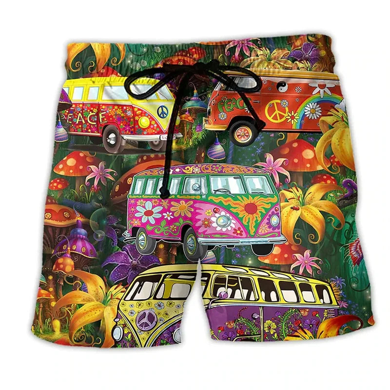 Zeke | Men's 3D Graffiti Print Quick-Dry Board Shorts