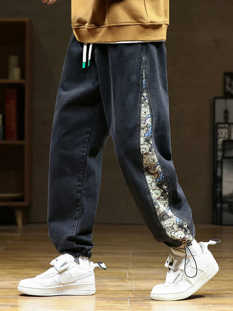 Jax | Men's Baggy Denim Jeans with Bear Patch