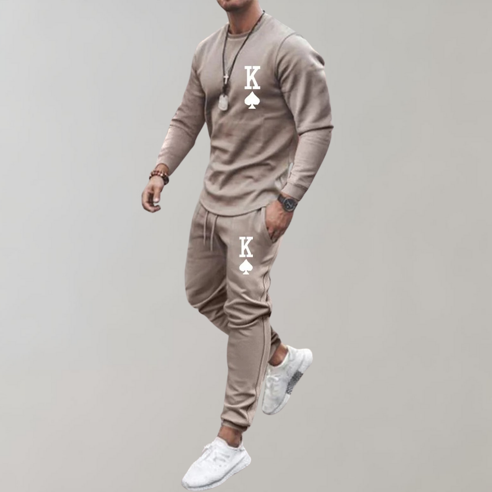 King | Men's Printed Slim Fit Tracksuit Set