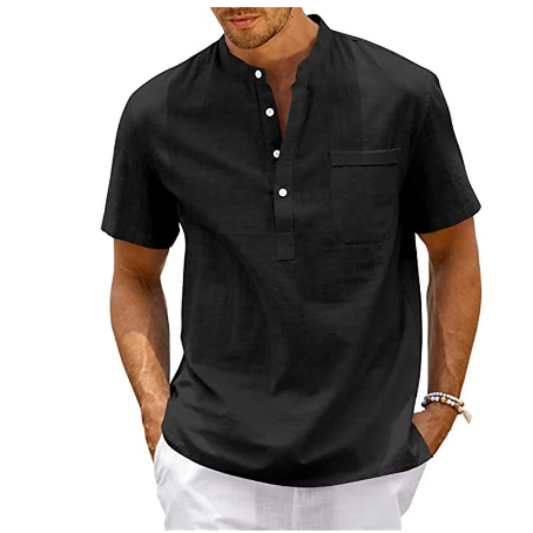 Godwin | Men's Quarter Placket Short Sleeve Shirt