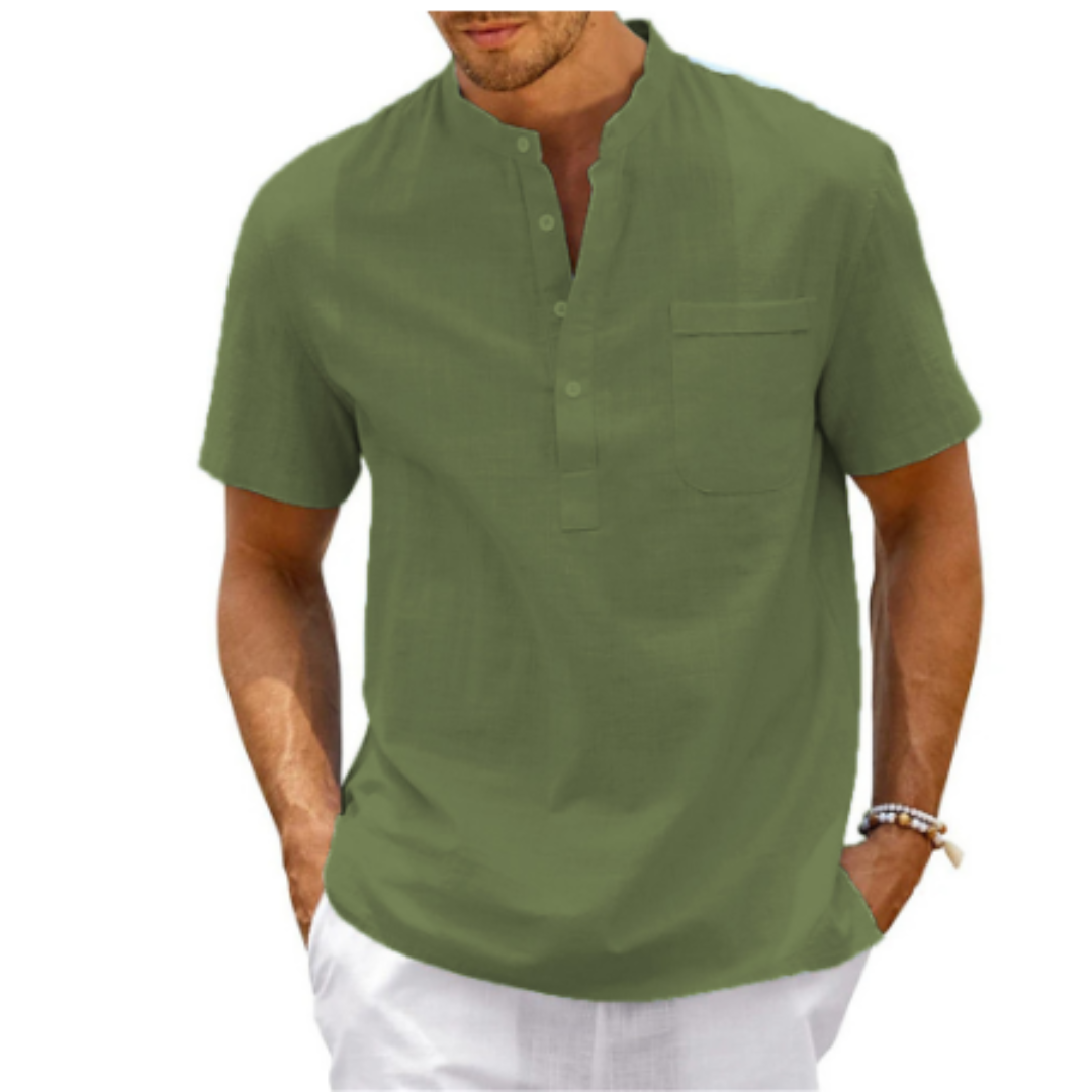 Godwin | Men's Quarter Placket Short Sleeve Shirt