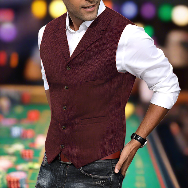 Ollie | Men's Longline V-Neck Suit Vest