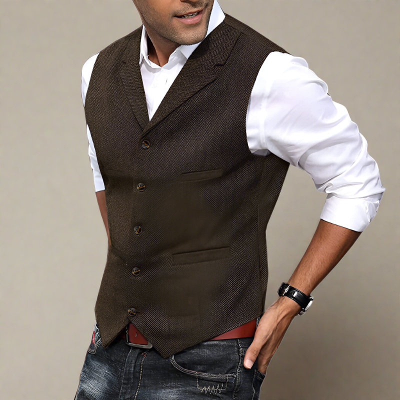 Ollie | Men's Longline V-Neck Suit Vest