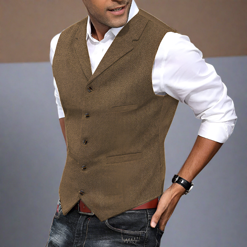 Ollie | Men's Longline V-Neck Suit Vest