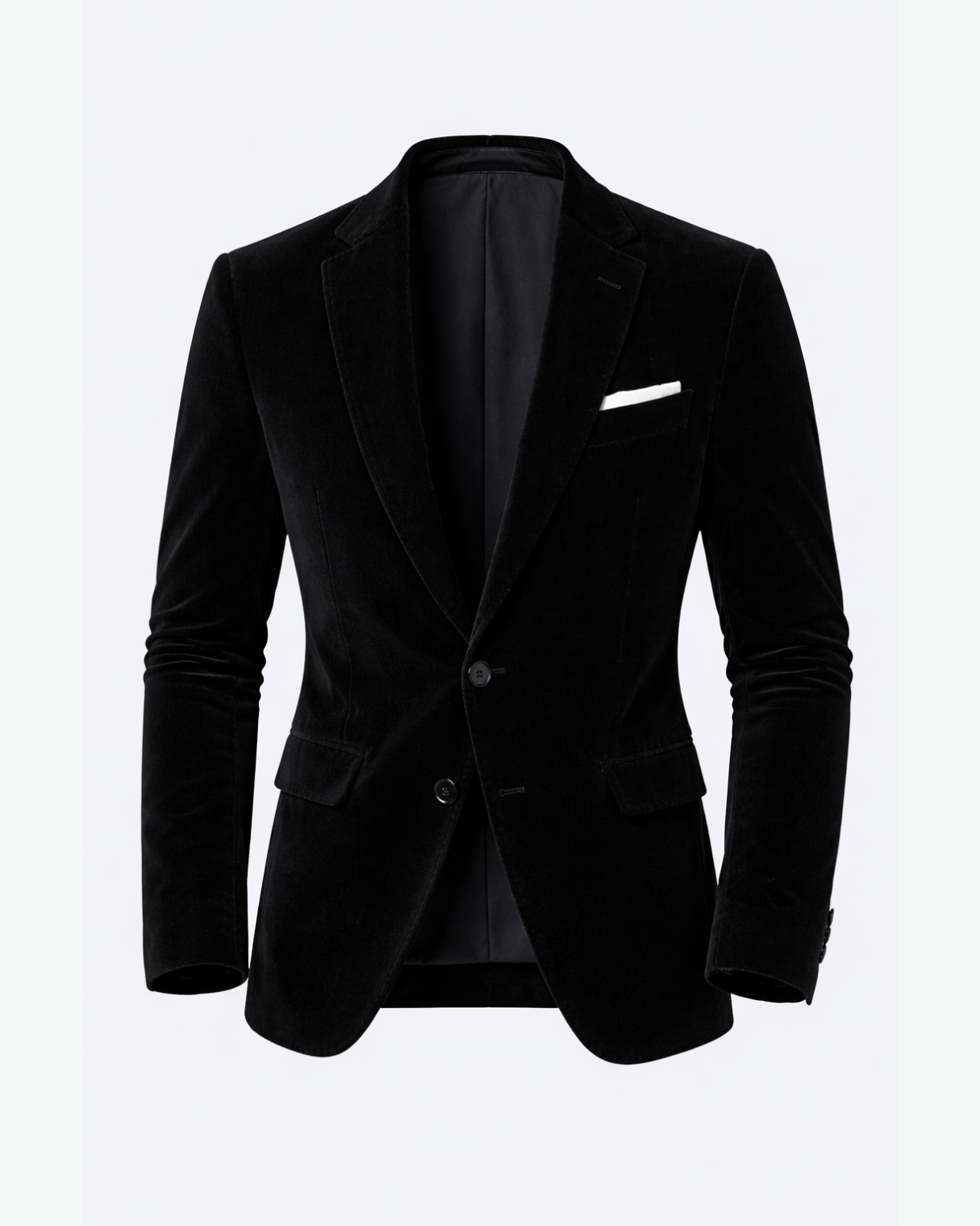 Men’s Velvet Blazer Jacket with Notch Lapel and Two-Button Closure