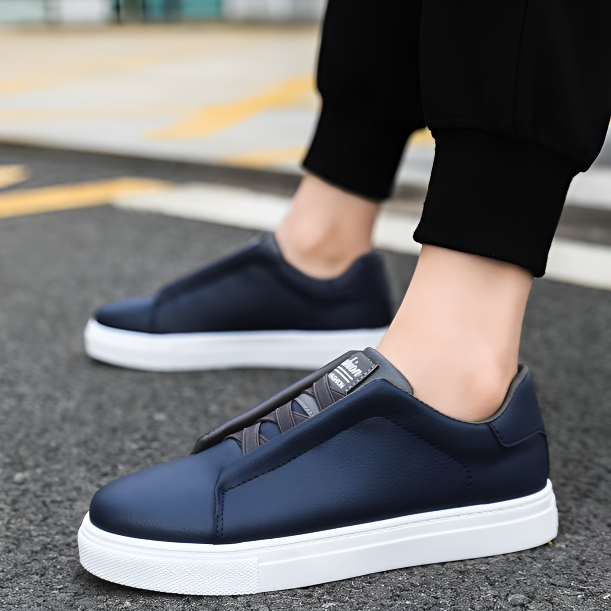 Odell | Men's Elastic Panel Laceless Leather Sneakers