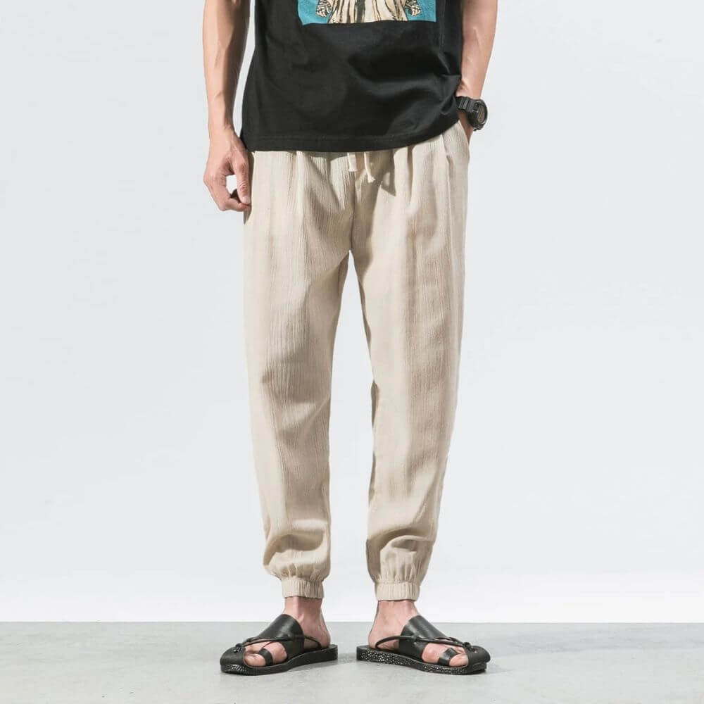 Dennis | Men's Cotton-Linen Drawstring Jogger Pants