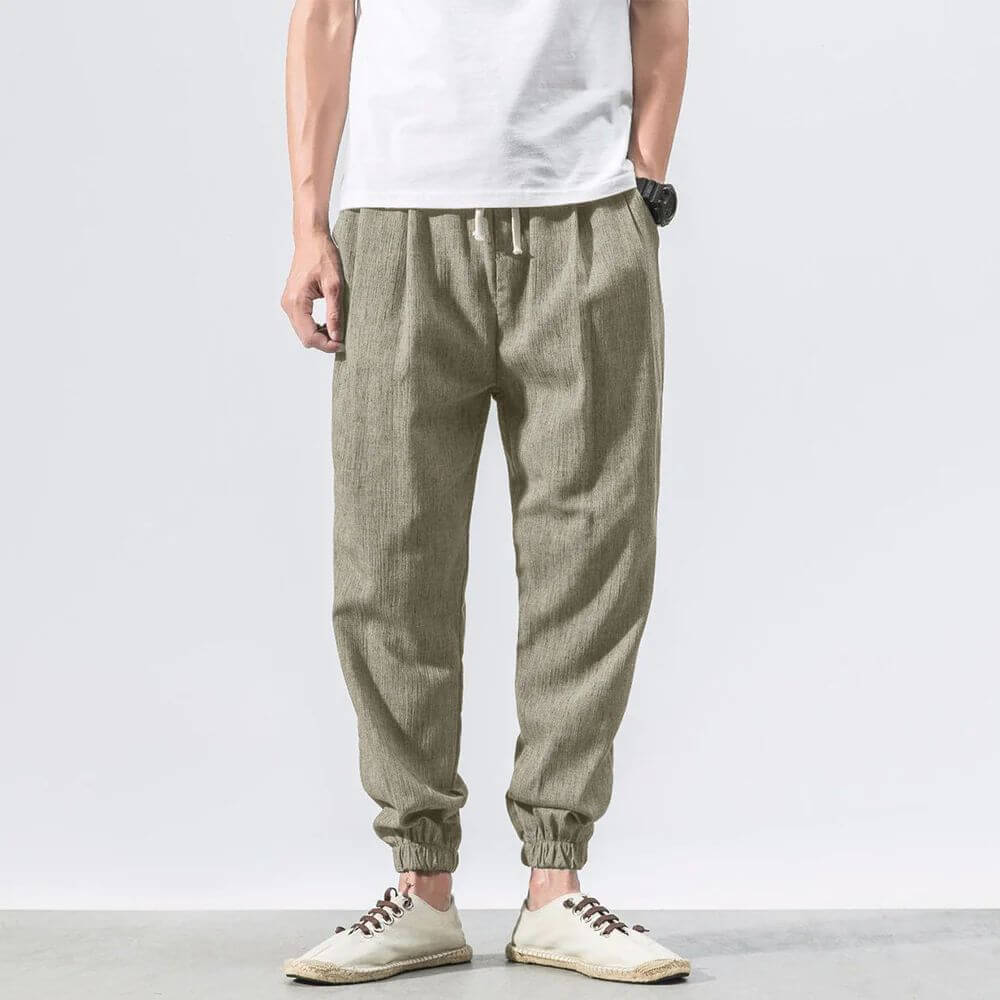 Dennis | Men's Cotton-Linen Drawstring Jogger Pants