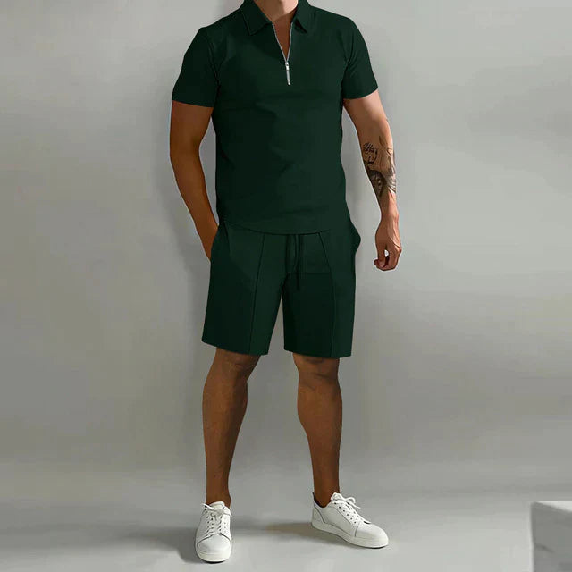 William | Men's Quarter-Zip Polo & Shorts Summer Set