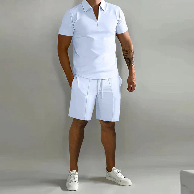 William | Men's Quarter-Zip Polo & Shorts Summer Set