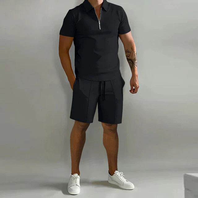 William | Men's Quarter-Zip Polo & Shorts Summer Set