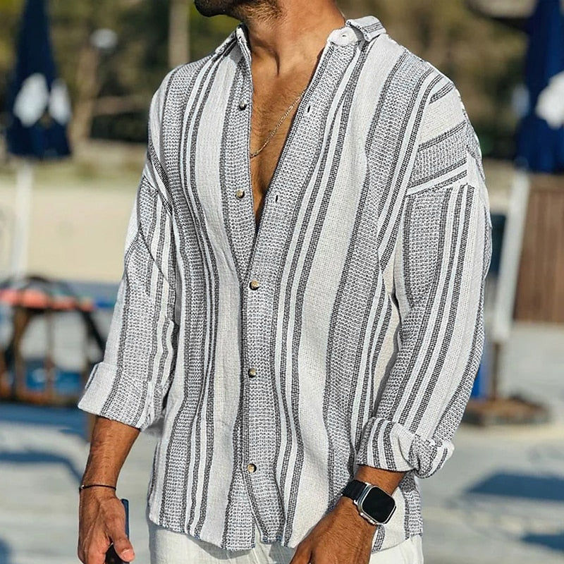 Allan | Men's Striped Casual Long Sleeve Shirt