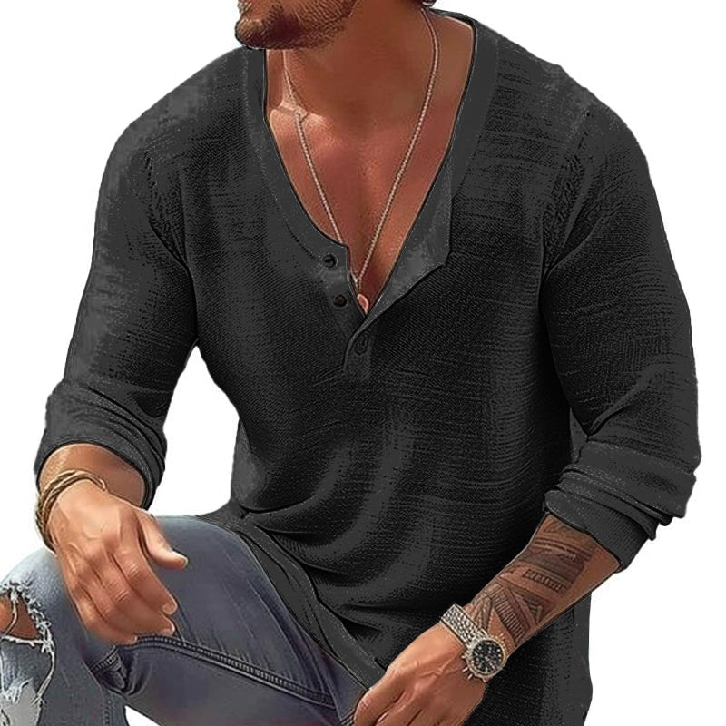 Ben | Men's Casual Long Sleeve U-neck Henley Tee