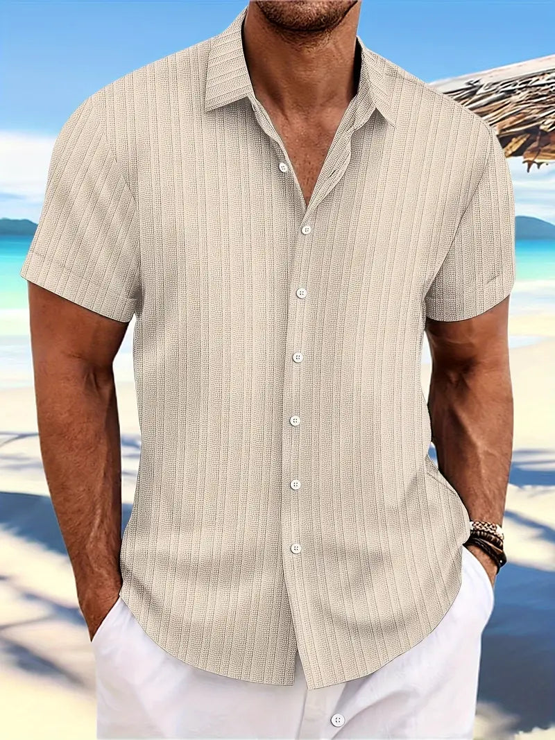Dexter | Men's Ribbed Short Sleeve Button-Down Shirt
