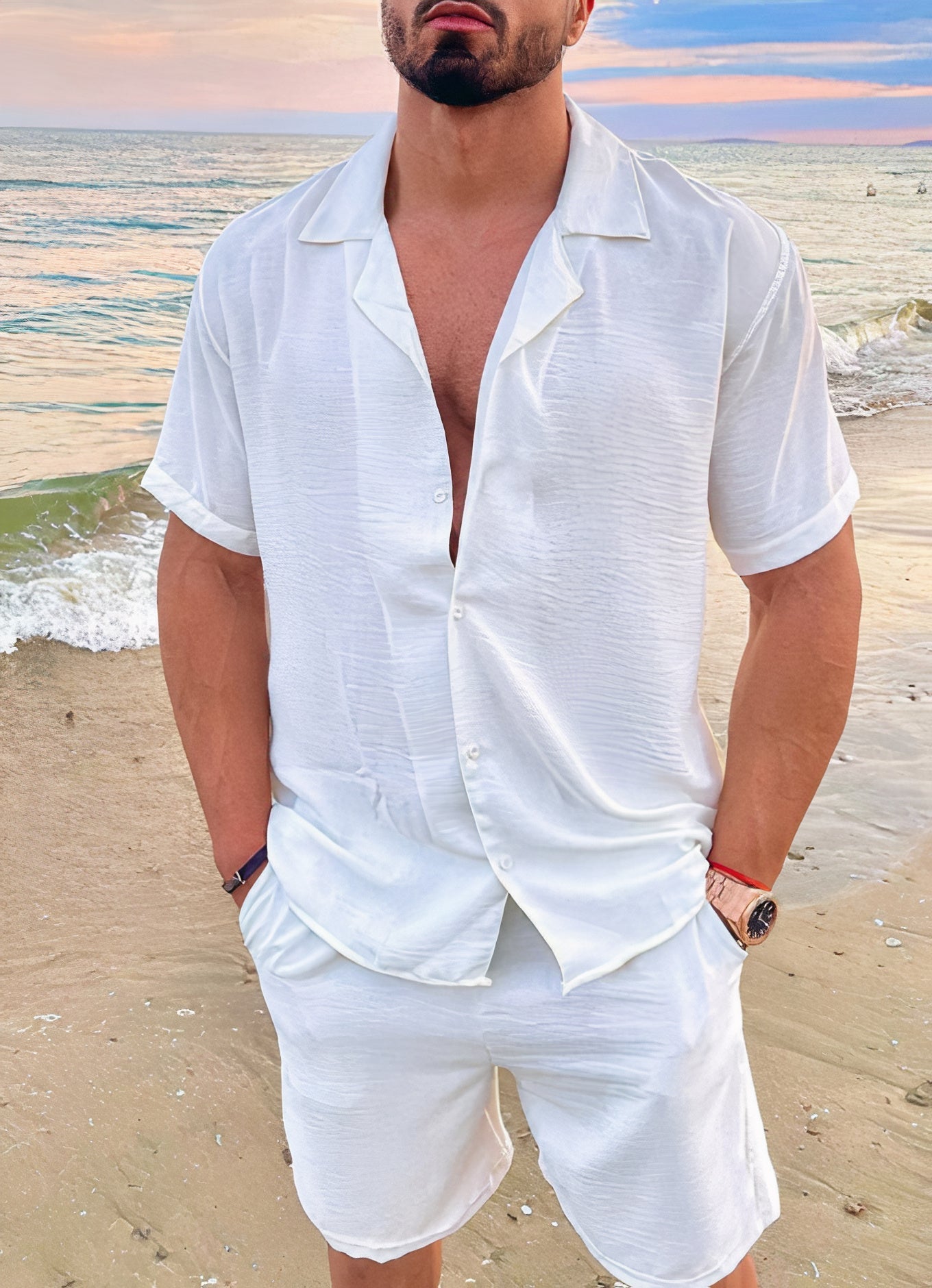 Favio | Men's Linen Short Sleeve Shirt & Shorts Set