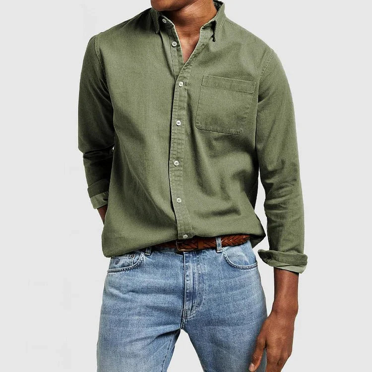 Daniel | Men's Casual Long Sleeve Shirt with Chest Pocket