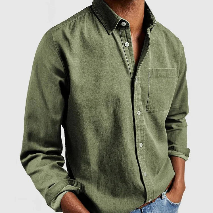 Daniel | Men's Casual Long Sleeve Shirt with Chest Pocket