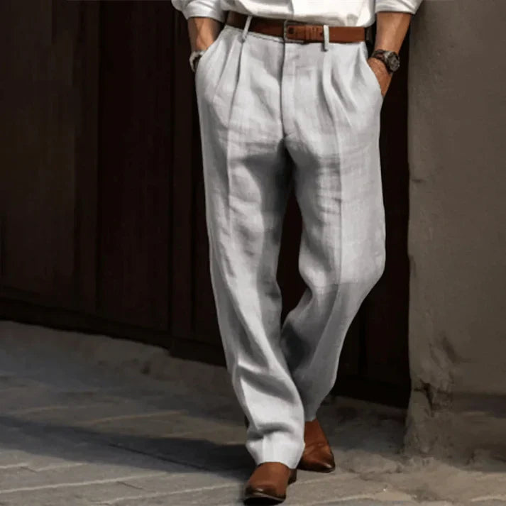 Norman | Men's Classic Straight-Cut Trousers with Pleats