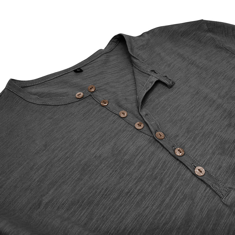 Kieran | Men's Long Sleeve Button Placket T-Shirt