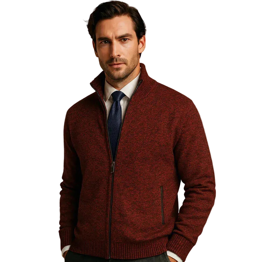 Gabriel | Men's Stand Collar Cardigan with Zip Pockets