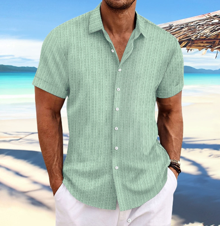 Dexter | Men's Ribbed Short Sleeve Button-Down Shirt