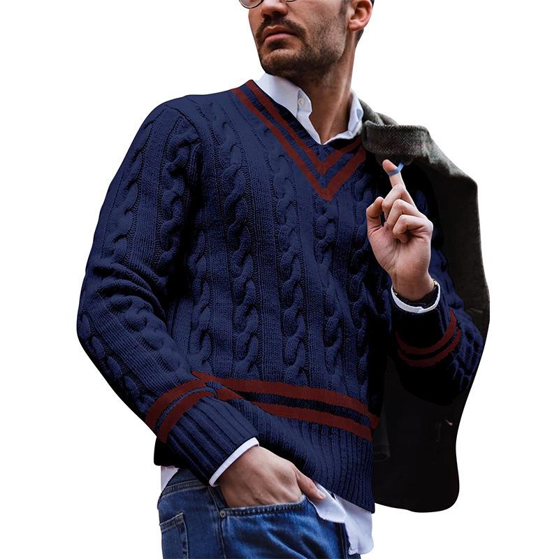 Pace | Men's Cable Knit V-Neck Long Sleeve Sweater