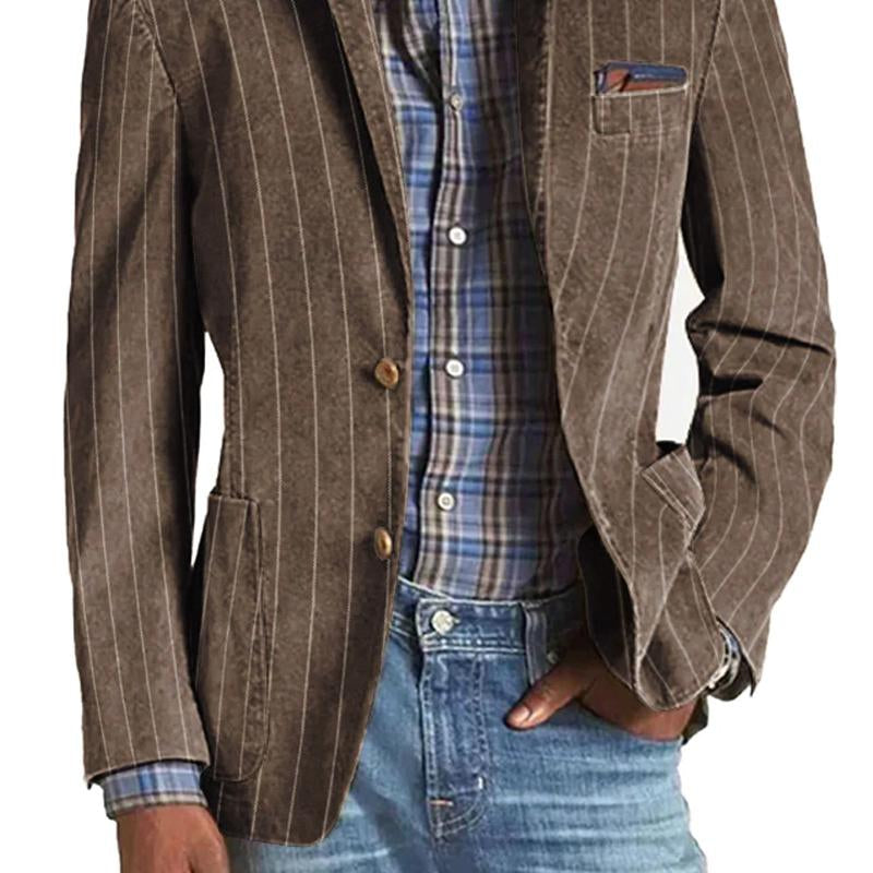 Charlie | Men's Striped Notched Lapel Single-Breasted Blazer