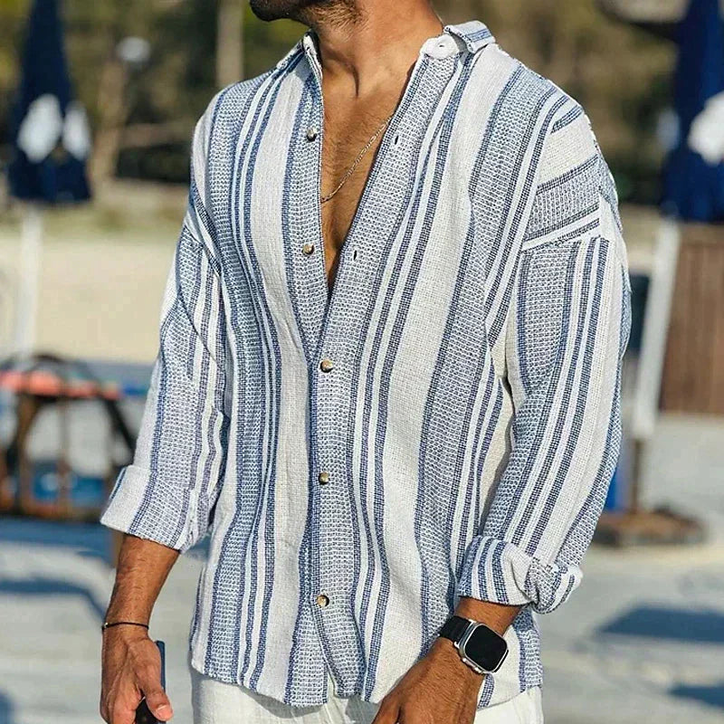 Allan | Men's Striped Casual Long Sleeve Shirt