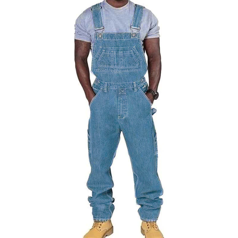 Jerry | Men's Loose Fit Denim Bib Overalls with Multi-Pockets