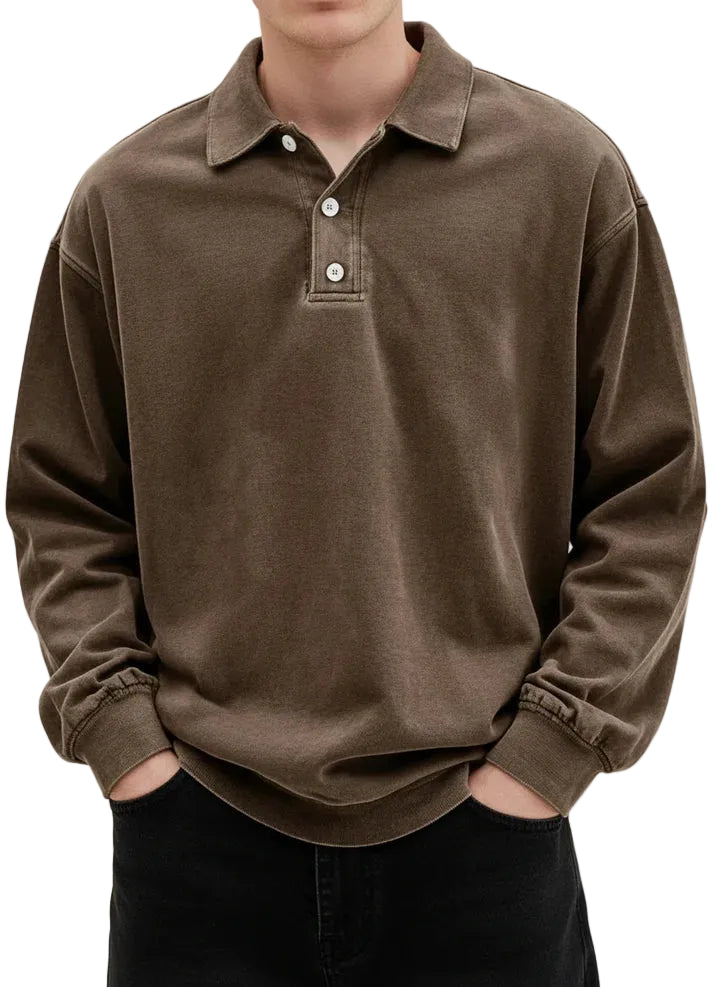 Michael | Vintage Style Long Sleeve Polo Shirt