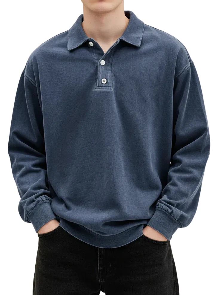 Michael | Vintage Style Long Sleeve Polo Shirt