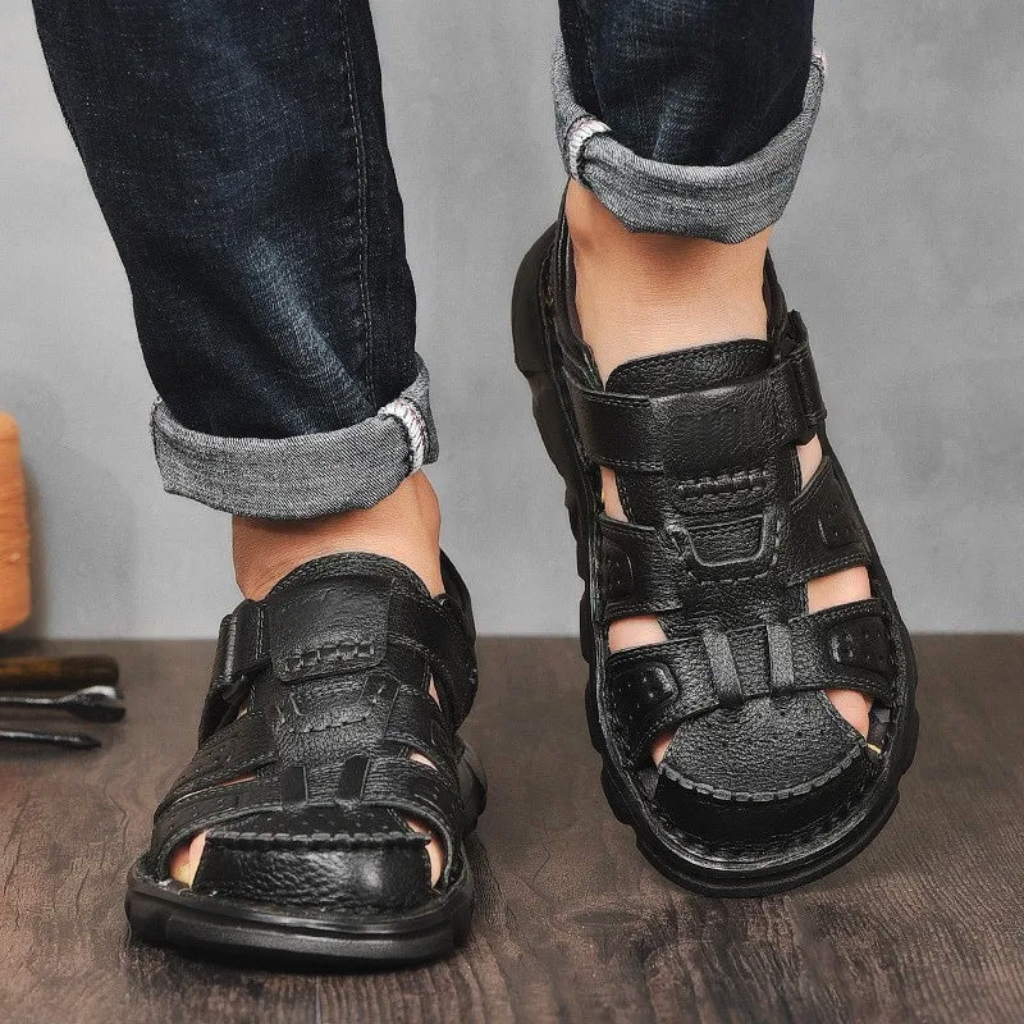 Greg | Men's Leather Strap Open Toe Sandals