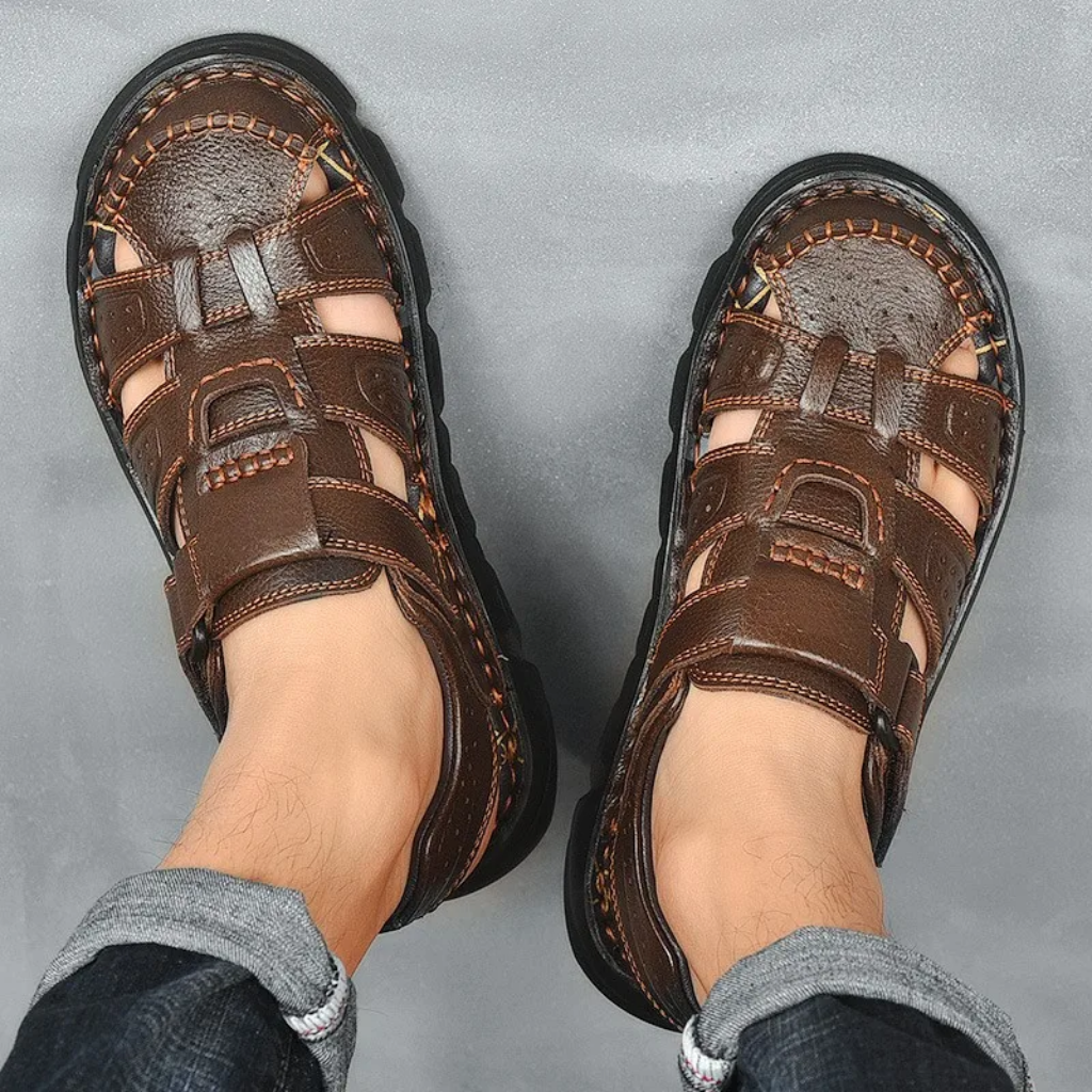 Greg | Men's Leather Strap Open Toe Sandals