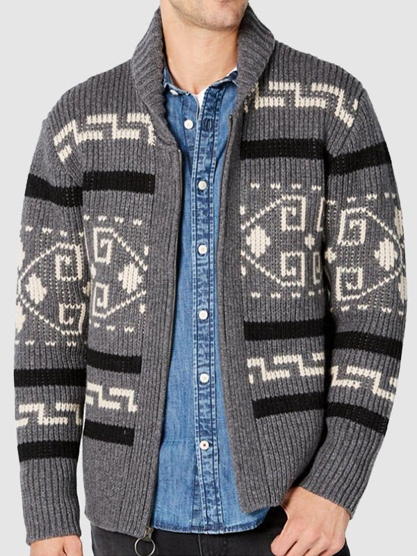 Ephraim | Men's Jacquard Knit Zip Cardigan